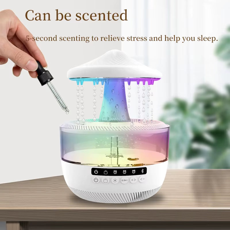Multifunctional Air Humidifier Bluetooth Speaker Table Lamp Raindrop Effect Speaker Night Lights RGB Office Bedroom Aromatherapy