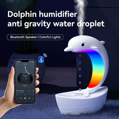 Multifunctional Dolphin anti Gravity Air Humidifier Bluetooth Speaker Table Lamp Night Lights RGB Office Bedroom White Noise