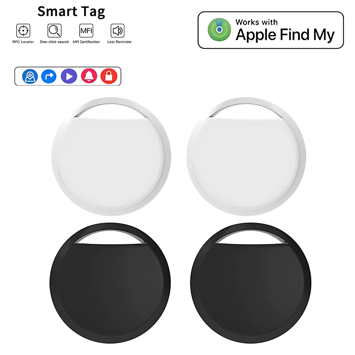 Smart Bluetooth Mini GPS Tracker Work with Find My APP Itag anti Lost Reminder Device MFI Rated Locator Car Key Pet Kids Finder