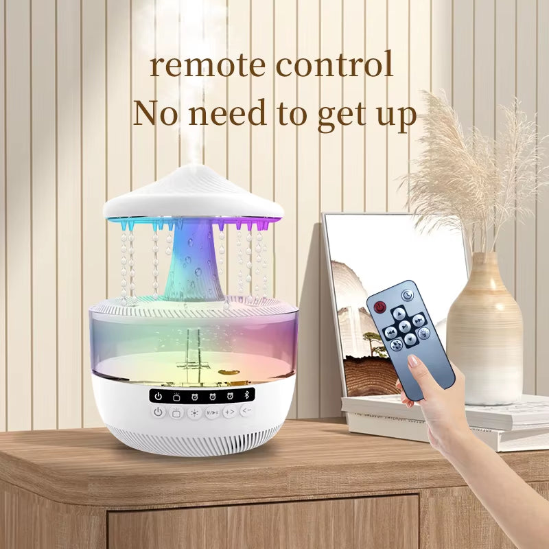 Multifunctional Air Humidifier Bluetooth Speaker Table Lamp Raindrop Effect Speaker Night Lights RGB Office Bedroom Aromatherapy