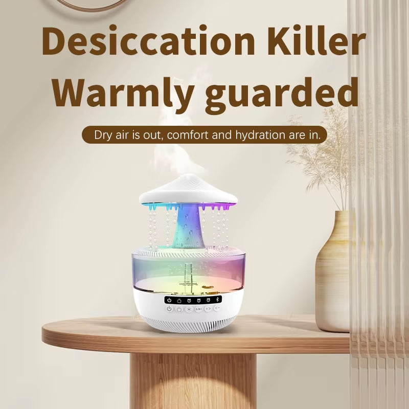 Multifunctional Air Humidifier Bluetooth Speaker Table Lamp Raindrop Effect Speaker Night Lights RGB Office Bedroom Aromatherapy