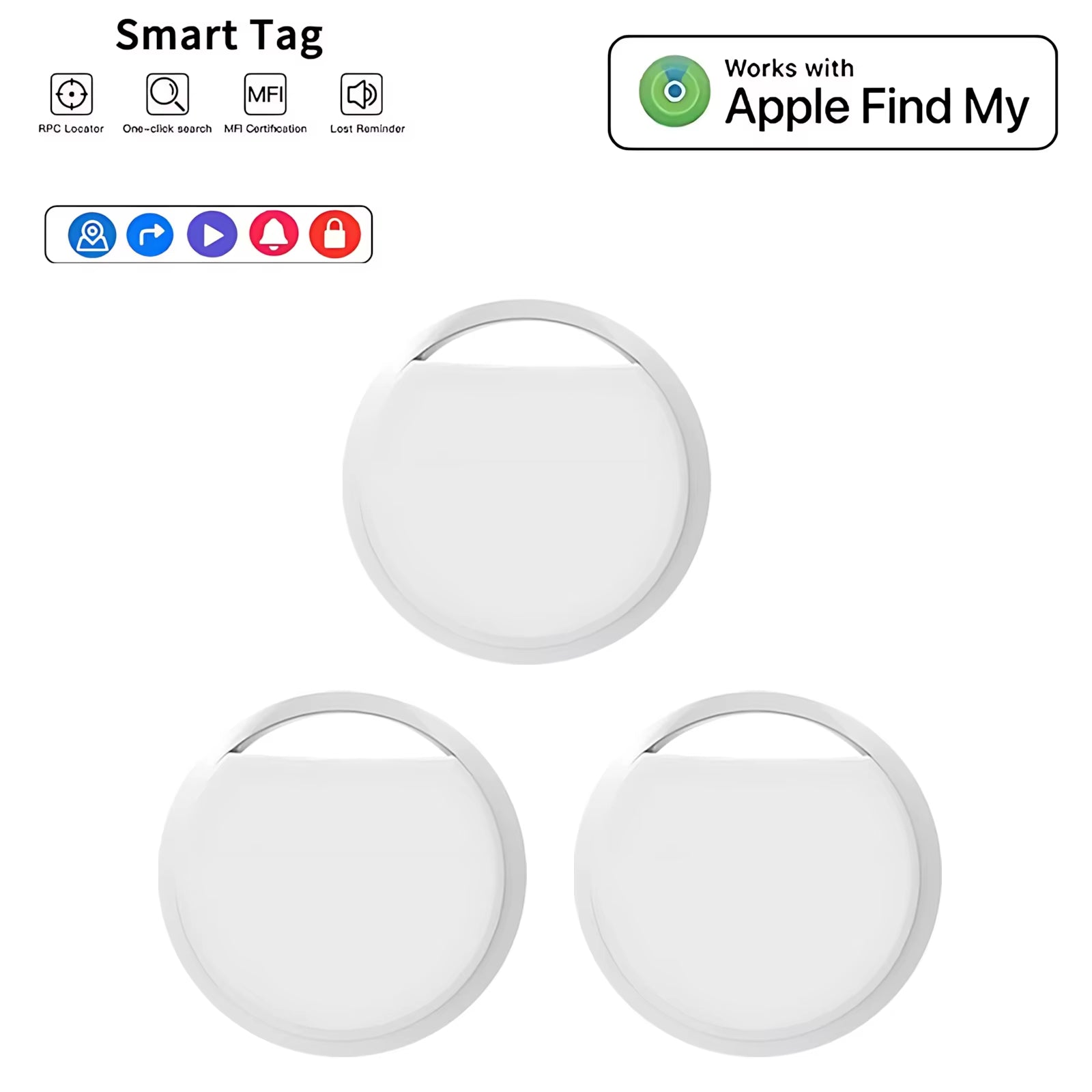 Smart Bluetooth Mini GPS Tracker Work with Find My APP Itag anti Lost Reminder Device MFI Rated Locator Car Key Pet Kids Finder