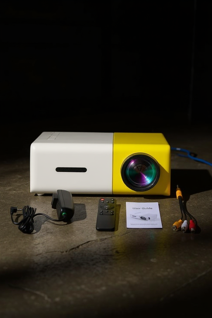 Portable Mini Projector with Full HD 1080P Support -Includes Remote Control, Usb-Powered, Ideal for Smartphones, and USB Devices