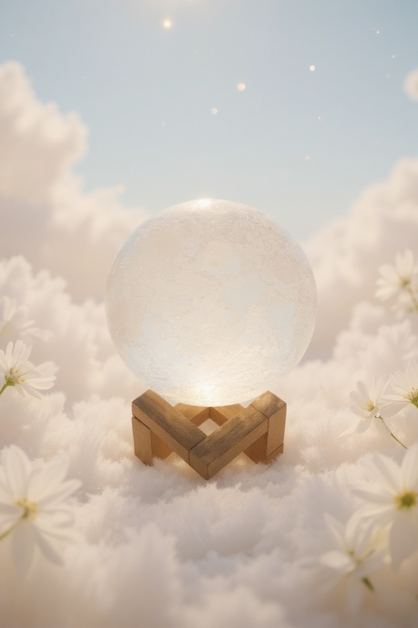 D5 Starry Moon Lamp 8Cm - LED Night Light with Stand, Perfect for Bedroom Decor and Gifts