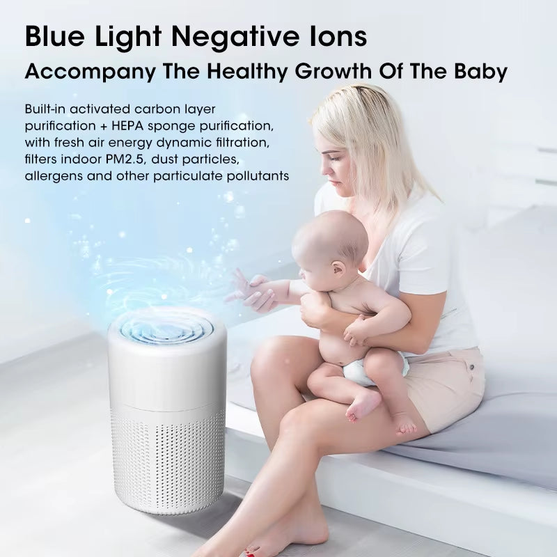 Mini Desktop Air Purifier Portable Air Purifier Household Air Cleaner with HEPA Filter Air Freshener Odor Remover Air Cleaner