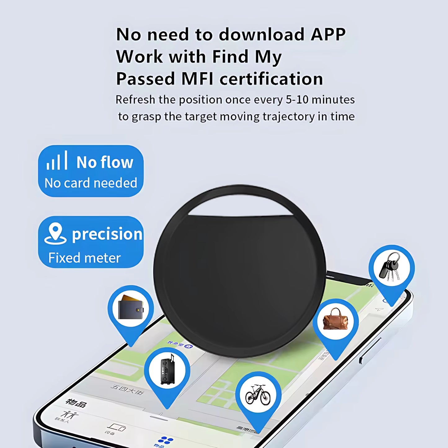 Smart Bluetooth Mini GPS Tracker Work with Find My APP Itag anti Lost Reminder Device MFI Rated Locator Car Key Pet Kids Finder